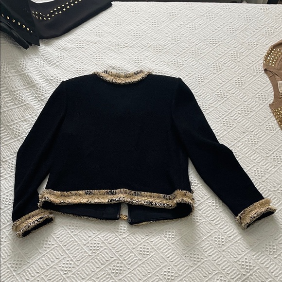 St. John Tweed Knit Jacket Gold Black - Picture 12 of 16